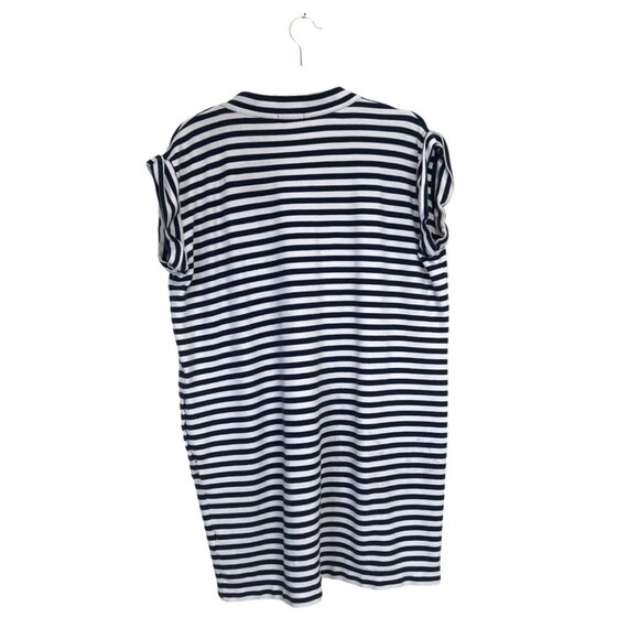 ATM Women's Stripped Dress Pima Cotton Cover-Up Pockets White Blue Size M - Picture 7 of 9